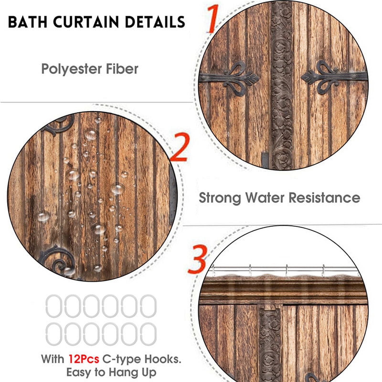 Rustic Wood Panel Brown Plank Fence Shower Curtain And Bath Mat Set  Waterproof Polyester Bathroom Fabric For Bathtub Decor