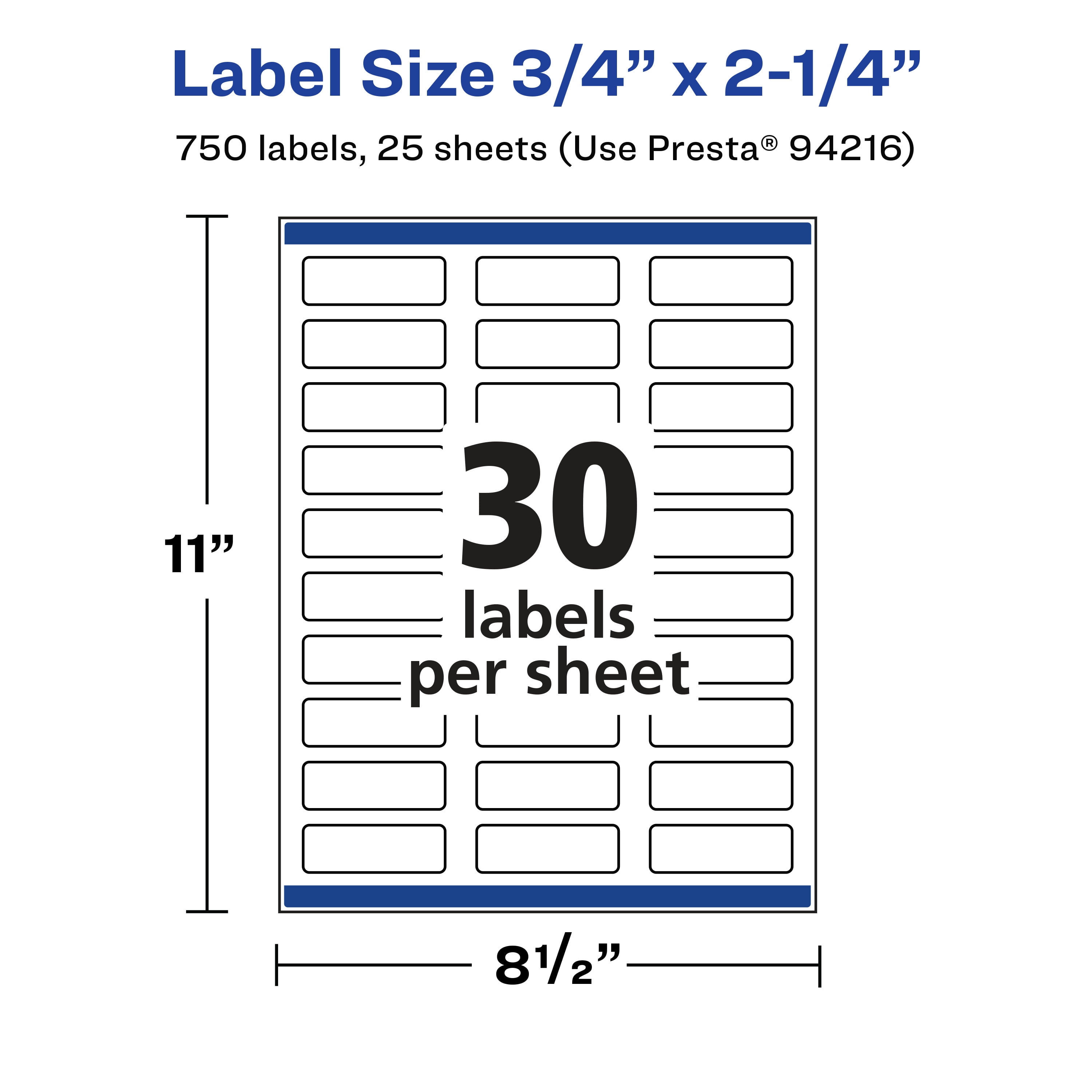Avery Matte Clear Rectangle Labels, 3/4" x 2-1/4", 750 Total