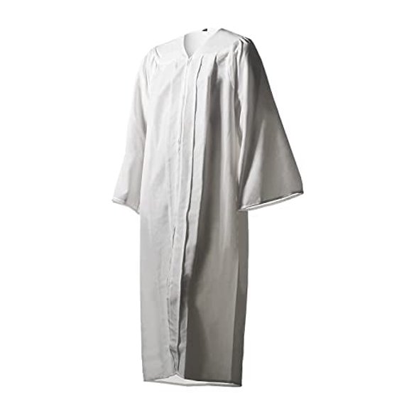 Honors Graduation Academic Gown (White, Matte, Size 54 Plus (5'9" - 5'11", over 270 Ibs))