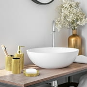 Bathroom Accessories Set, Toothbrush Holder, Soap Dispenser, Gold, Ceramic, 4 Piece