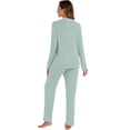 thumbnail image 6 of GEX Womens Bamboo Viscose Pajamas Super Buttery Soft 2 Piece PJ Set Button Long Sleeve Sleepwear Set (Sage Green L), 6 of 6