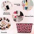 thumbnail image 3 of Toiletry Bag, Skull leopard print pink cute Leather Waterproof Travel Makeup Cosmetic Bag Organizer, Large Capacity Toiletry Bag for Travel Size Toiletries, Skin Care Bag for Women, 3 of 8