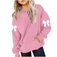 thumbnail image 3 of dazeni Casual Hoodies for Teen Girls Cute Trendy Youth Long Sleeve Oversized Hooded Sweatshirts Tween Tops with Bow Spring Preppy Clothes Pink 3-4 Years, 3 of 5