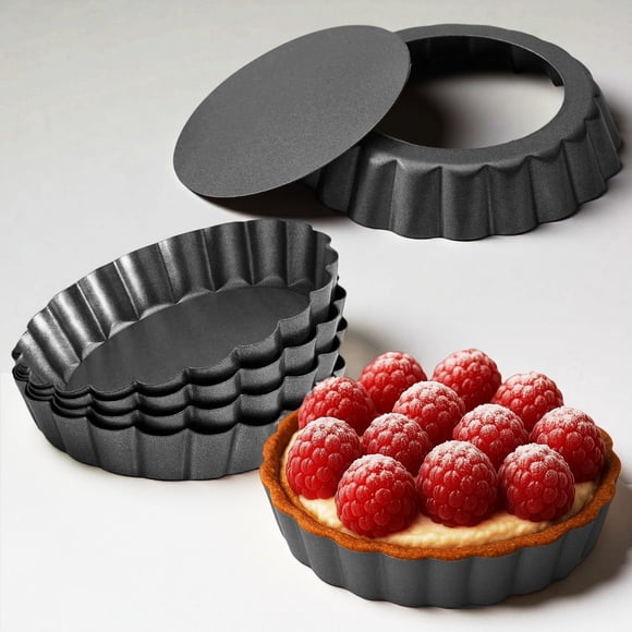 Moldes para tartas Yamteck, 6 unidades, 10 cm, miniquiche, antiadherentes