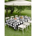 thumbnail image 4 of Outdoor Tablecloths with Umbrella Hole & Zipper, Bohemia 60 x102 Inch Rectangle Tablecloths, Retro Abstract Geometric Pattern Boho Black Waterproof Table Cloth, Patio/Pool/Picnic Table Covers, 4 of 8