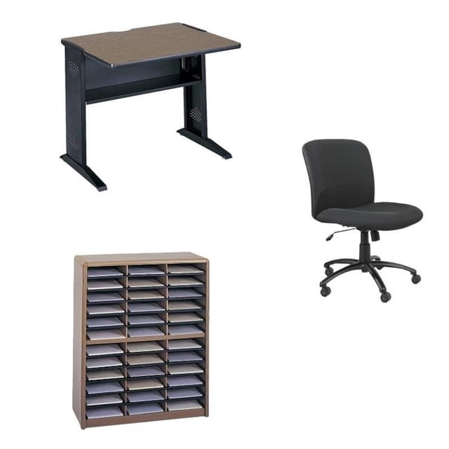 3 Piece Office Set Credenza Desk and File Organizer and Office Chair