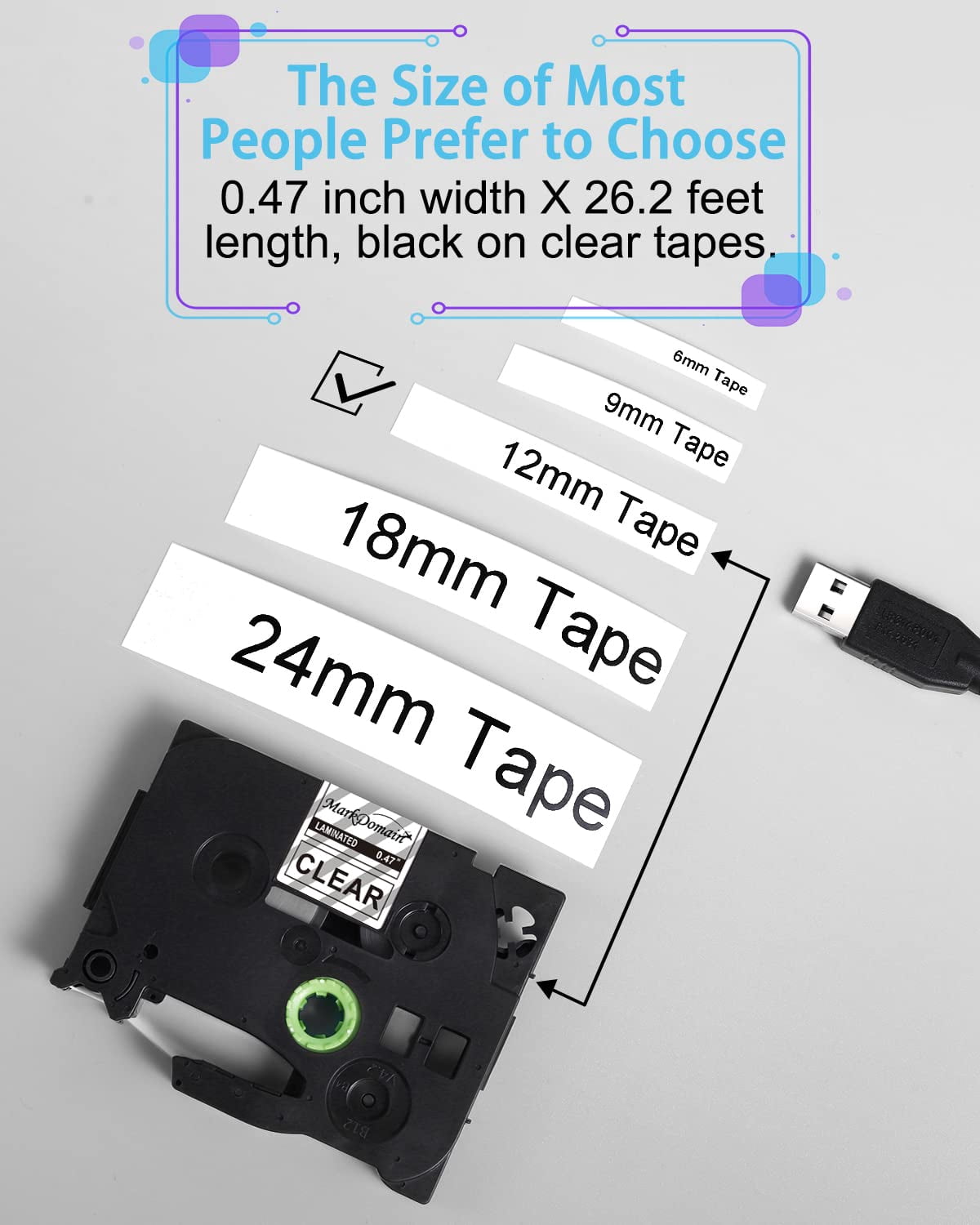 Compatible Clear Label Tape Replacement for Brother TZe-131 TZ-131 P Touch Black on Clear Laminated Tape for Brother Label Makers, 0.47" x 26.2'(12mm x 8m), 10-Pack