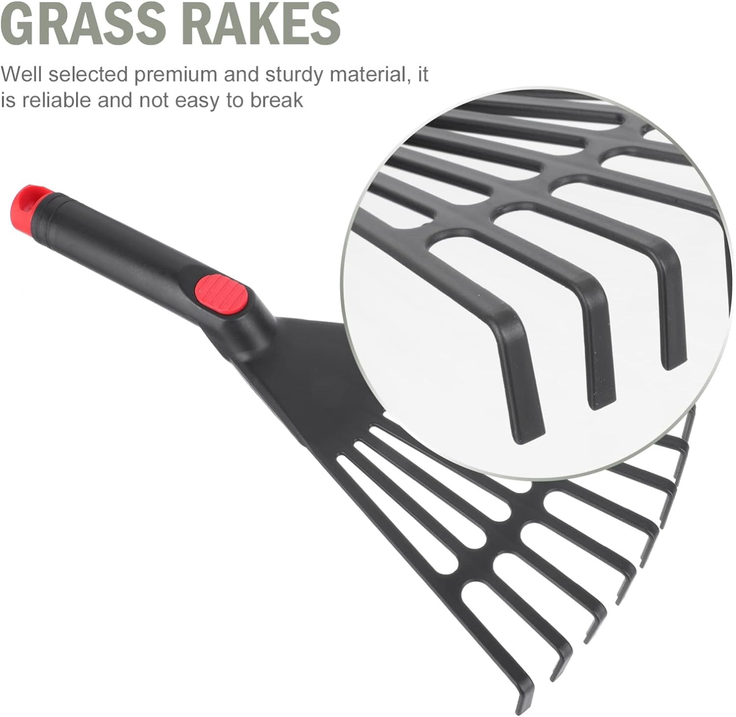 2-piece garden rake set for leaves and grass, durable plastic weeding hand tool, used for soil loosening and yard and farm garden cleaning