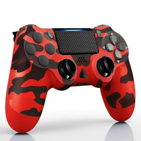 SPBPQY Wireless Game Controller Compatible with P4,Analog Sticks/6-Axis Motion Sensor With Charging Cable- Red Camo
