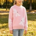 thumbnail image 6 of Little Girls Fuzzy Plush Dragonfly Pearl Beaded Sweater Long Sleeve Crew Neck Holiday Soft Fall Winter Kids Pullover Pink 3-4 Years, 6 of 7