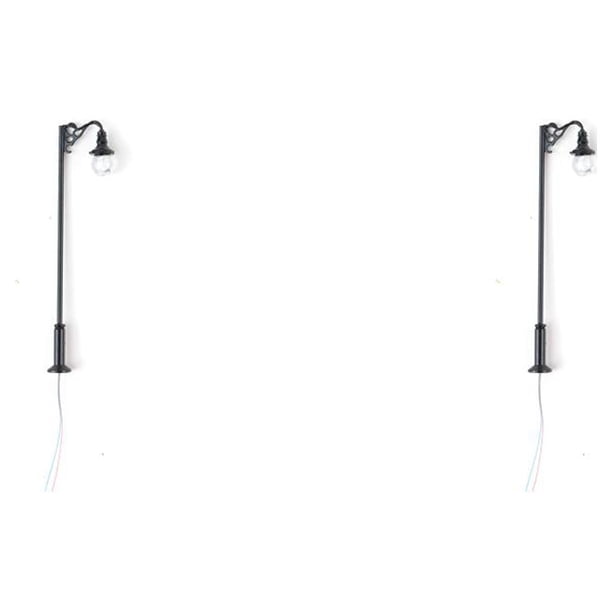 Poste de lámpara a escala 1:87 Inteprter farola de Metal lámpara de pista de un solo cabezal en miniatura Negro (luz blanca) 2Conjunto