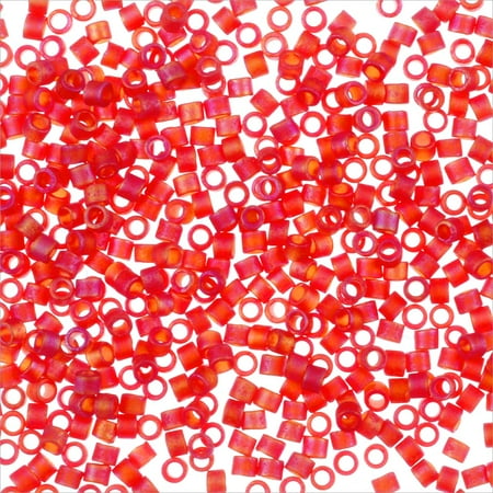 - Miyuki Delica Seed Bead 11/0 Matte Transparent Cherry Red AB (9 Grams)