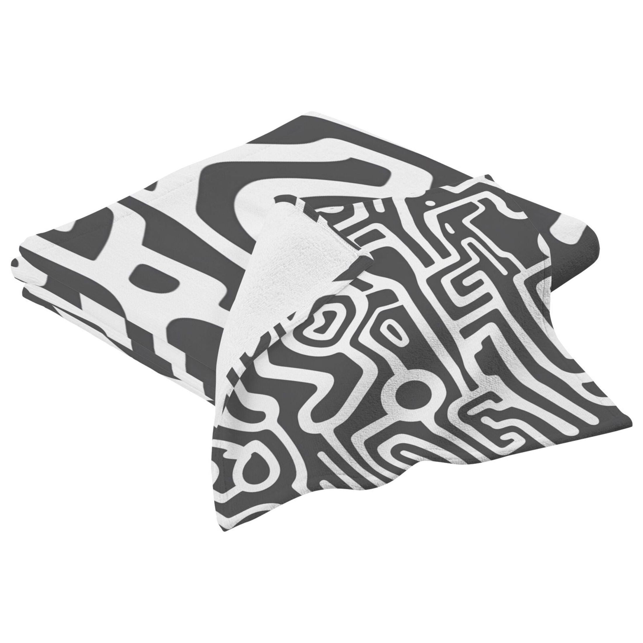Minimalist Black and White Lines 2 Piece Cotton Bath and Face Towel Set Soft and Absorbent, for Beach Pool Bathroom