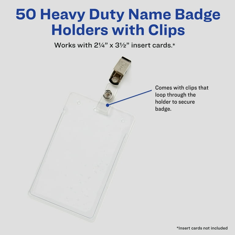 Security ID Badge Holders with Built-In Garment Clip, Horizontal, Clear, 3.75 Security ID Badge Holders with Built-In Garment Clip, Horizontal, Clear, 3.75