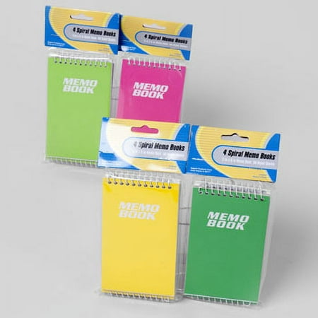MEMO BOOK 60SHEET 3X5 4PK 5ASST COLOR COMBOS TOP SPIRAL BOUND, Case Pack of 36