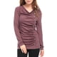 thumbnail image 2 of INSPIRAR CHIC Blusa de Cuello Cowl de Manga Larga con Botones Decorativos y Fruncido Frontal Ajuste Regular Pullover Talla 2XL Roja, 2 of 7