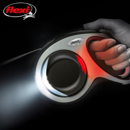 フレキシリード 伸縮リード LEDライト ブラック/ライトグレー USB充電式 犬用リード アクセサリー 懐中電灯 夜の散歩 安心・安全 ＼当店限定レビュー特典付／