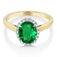 thumbnail image 2 of Gem Stone King 1.64 Ct Oval Green Nano Emerald White Diamond 10K Yellow Gold Ring, 2 of 5