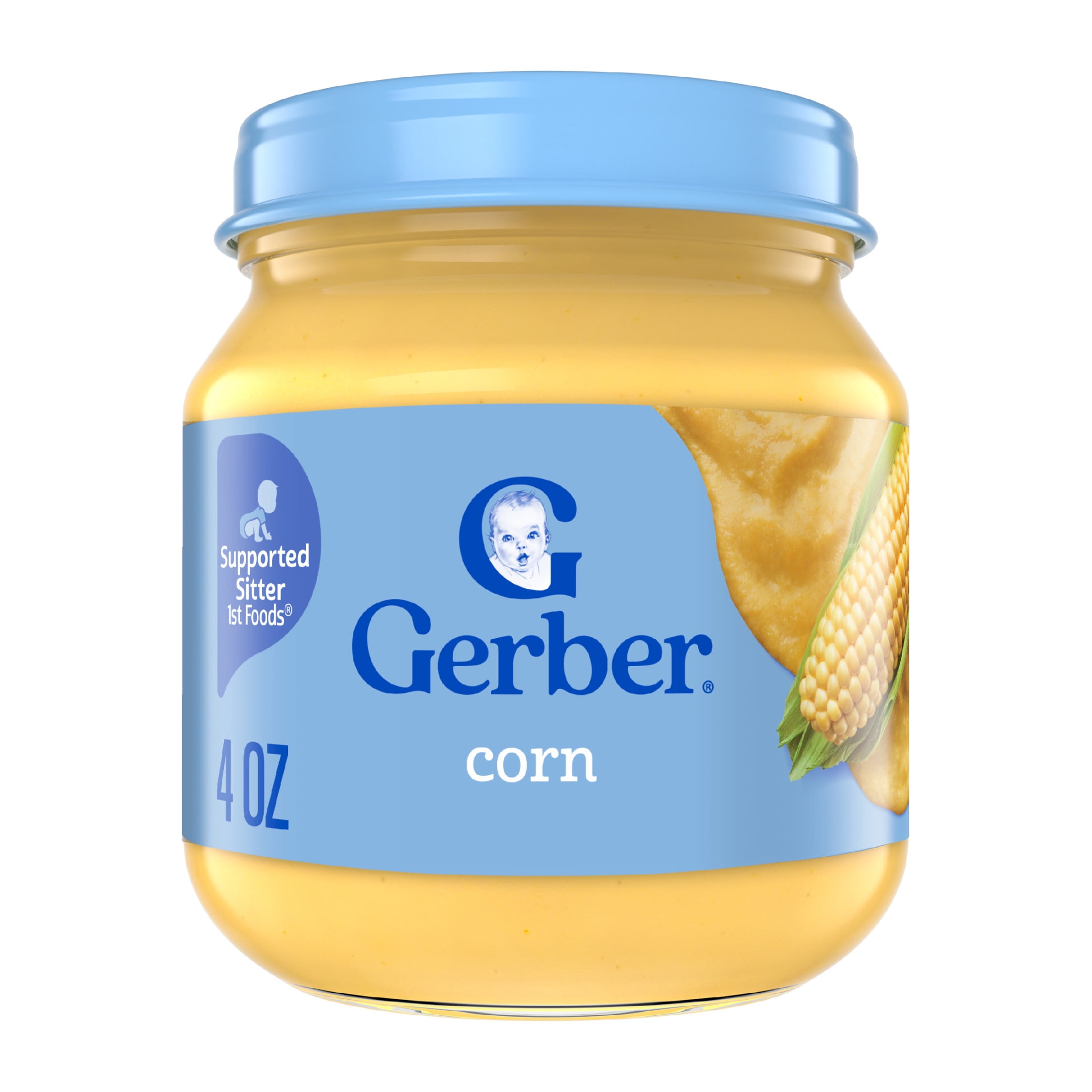 (6 pack) Gerber 1st Foods Natural for Baby Baby Food, Corn, 4 oz Jar