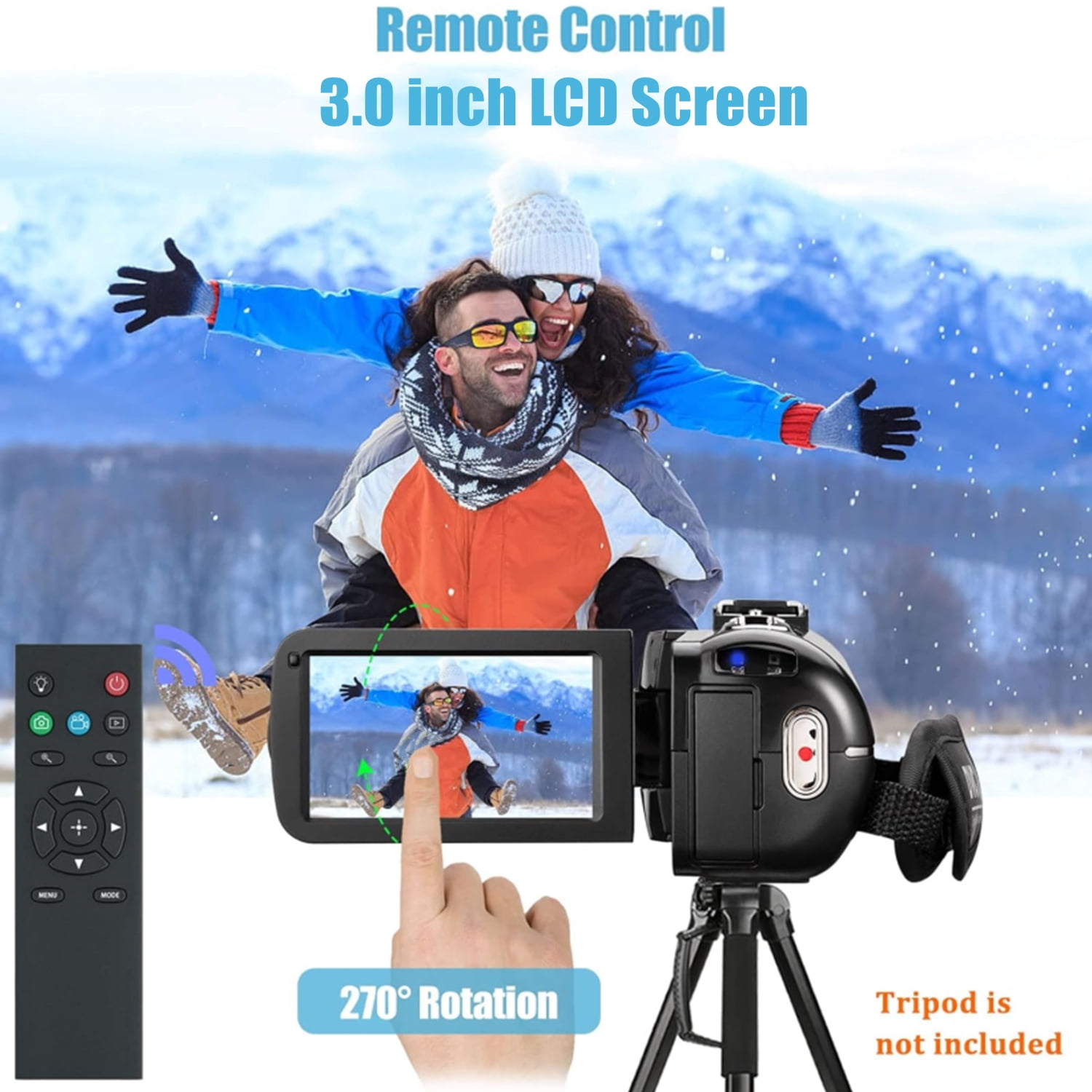 Camcorder Digital Camera 1080P 30FPS Video Camera 36MP IR Night Vision Vlogging Camera Recorder 3.0 Inch IPS Screen 270 Degree Rotation 16X Digital Zoom Camcorder with Remote Control,32GB SD Card