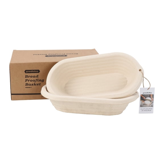 2 x 12inch Pulp Oval Sourdough Banneton Bread Proofing Basket Baking Supply with Linen Liners for Professional and Homemade Artisan Bread