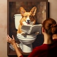thumbnail image 6 of Pembroke Welsh Corgi Dog Canvas Wall Art for Bedroom Living Room Home Decor,Funny Dog Canvas Sitting on The Toilet Animal Pattern Office Artworks, modern wall decor, Ready to Hang, 6 of 6