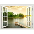 thumbnail image 2 of wall26 Removable Wall Sticker/Wall Mural - A Small Wood Pier for Fishing at a River | Creative Window View Wall Decor - 24 Inchx32 Inch, 2 of 6