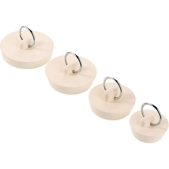 Jinsinto 4 Pieces Drain Plug Set Rubber Sink Plug Stopper with Hanging Ring for Bathtub, 4 Sizes, White