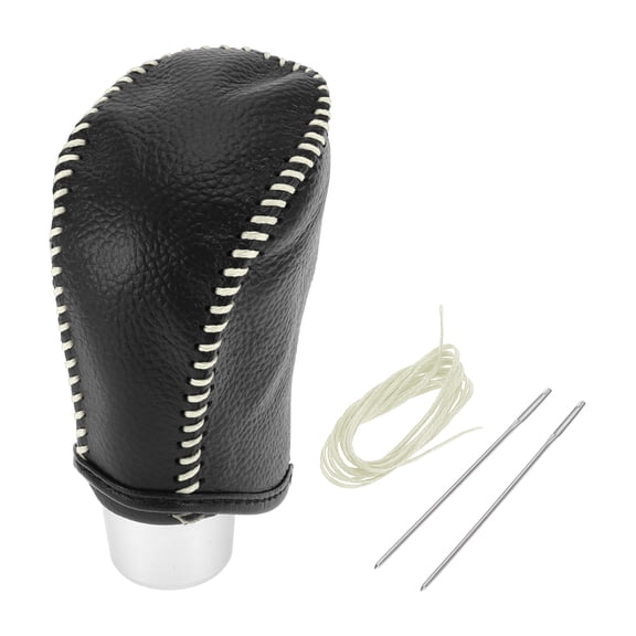 Unique Bargains Gear Shift Knob Cover for Nissan Rogue 2017-2020 Anti-Slip Pebbled Black Beige Stick Shifting Handle Protector Faux Leather 1 Pc