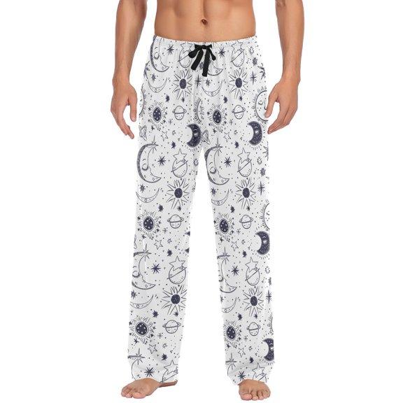 JSTEL Sun Moon Star Doodle Men's Sleepwear Mens Pajama Pants Bottoms with Pockets, XL