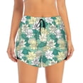 thumbnail image 2 of Picia Lotus Flower1 Pattern Women's 2 in 1 Athletic Running Shorts High Waisted Workout Casual Gym Sweat Shorts with Comfy Liner Zipper Pockets-Large, 2 of 9