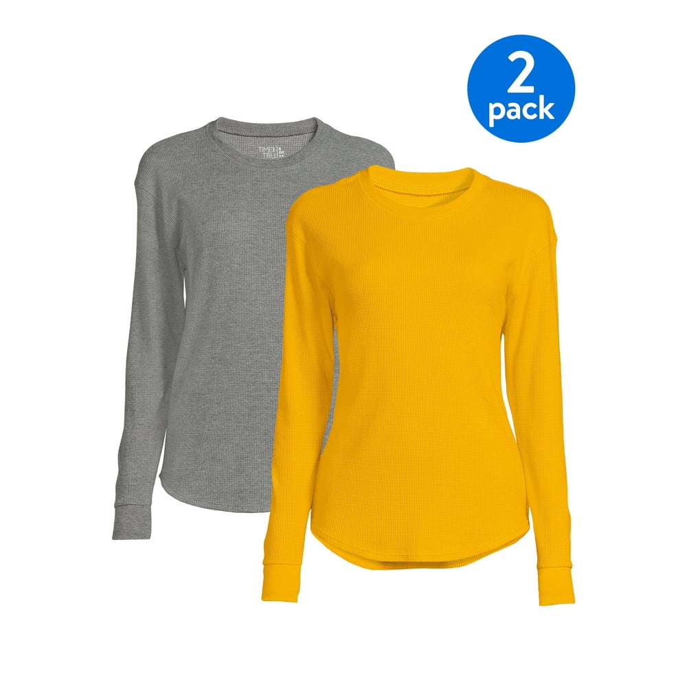 Time and Tru Time and Tru Women's Long Sleeve Thermal Top, 2Pack