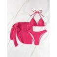 thumbnail image 3 of SEARIPE Women 3 piece Swimwear Halter Triangle Bikini Swimsuit With Beach Skirt Hot Pink M, 3 of 6