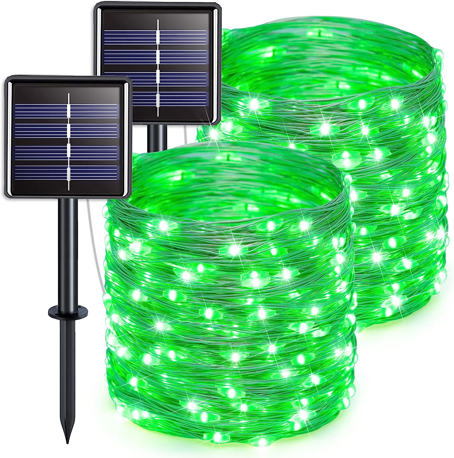 JMEXSUSS 2 Pack Solar Fairy Lights Each 66ft 200 LED Green Solar String Jmexsuss 2 pack solar fairy lights each 66ft 200 led green solar string