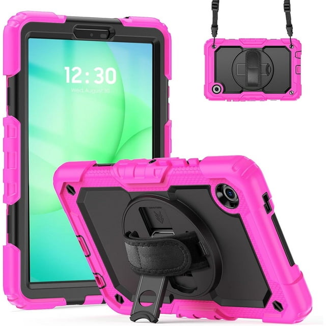 Funda para Samsung Galaxy Tab A11 de 8,7 pulgadas (2025) y Galaxy Tab A9 de 8,7 pulgadas (2023), resistente, a prueba de golpes, con soporte giratorio de 360° y correa de mano/bandolera