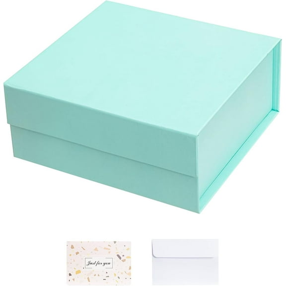 Blue Gift Boxes with Lids Pack of 1, 6x6x3 Inches Small Gift Box, Collapsible Gift Boxes with Magnetic Closure for Presents, Bridesmaid Proposal Box for Family Mom Girlfriend