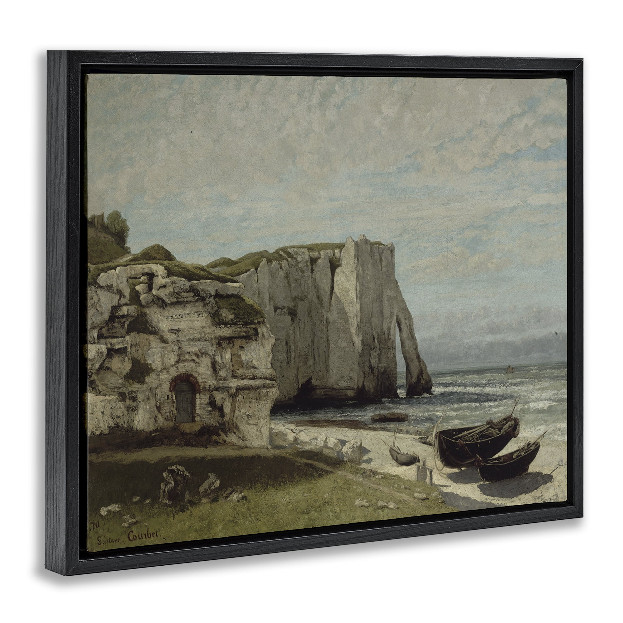 Stupell Industries Classical Cliffs After Strom Landscape & Nature Painting Black Floater Framed Canvas Art Print Wall Art, 21 x 17