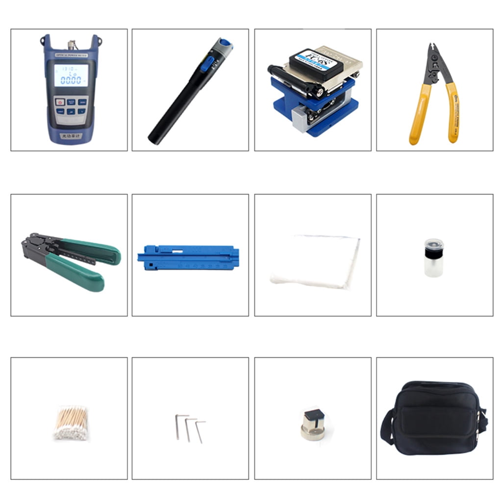 ZPAQI 14pcs/set FTTH Fiber Optic Tool Kit with Cleaver Optical Power Meter Visual Fault Locator Wire Stripper Tool