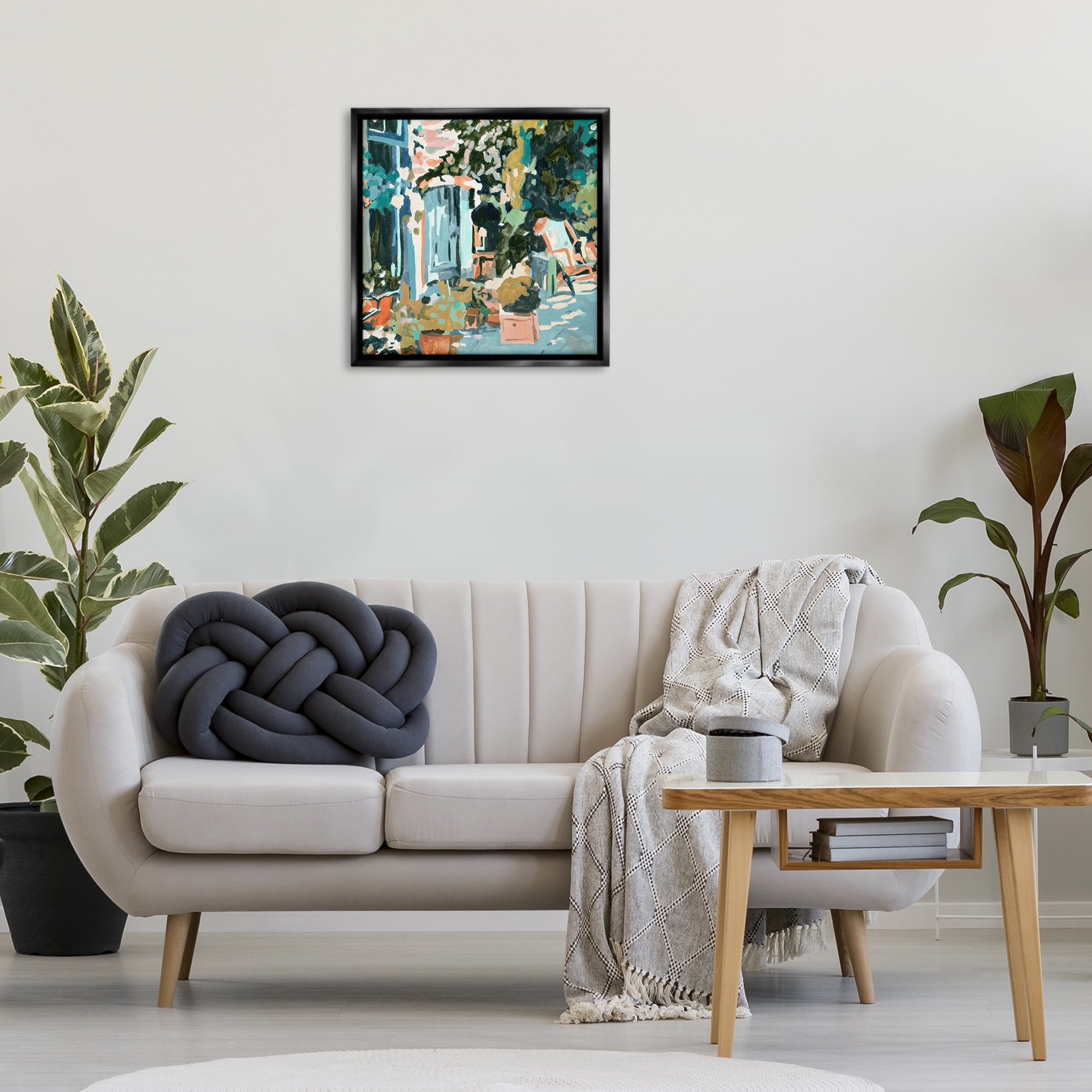 Stupell Industries Abstract Cityscape Architecture Scenic & Cityscapes Painting Black Floater Framed Canvas Art Print Wall Art, 25 x 25