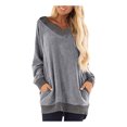 thumbnail image 2 of ICHUANYI Liquidación Mujeres Casual Color Block Manga Larga Cuello en V Bolsillos Camisetas Sudadera Blusa ICHUANYI WER202308233293, 2 of 8