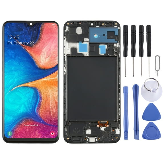 Cellphone Spare Parts  Original Super AMOLED LCD Screen for Galaxy A20 Digitizer Full Assembly with Frame