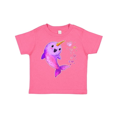 

Inktastic Valentine s Day Cute Pink Narwhal with Hearts Gift Toddler Boy or Toddler Girl T-Shirt