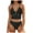 Black, variant on Women's Two-Piece Halter V-Neck Embellished Textured Bikini Set - Trendy High-Waisted Bottom Flattering Beach Vacation Swimsuit(Beige, M)
