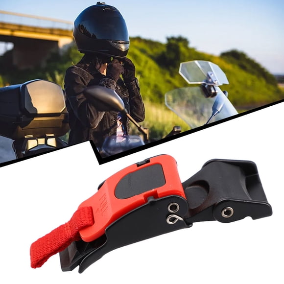 Universal Motor Bike Atv Helmet Chin Strap Speed Sewing Clip Quick-Release Buckle Black+Red Plastic Mingyiq