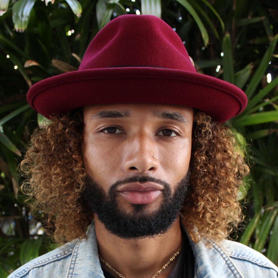 Pachuco Crushable Wool Felt Fedora Hat - L - Wine