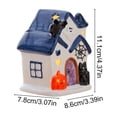 thumbnail image 3 of Lighted Halloween Decorations, Lighted Halloween Village Houses with LED Lights, Ceramics Spooky Town Happy House Ornament for Home and Party Table Desk Mantel(Blue), 3 of 7