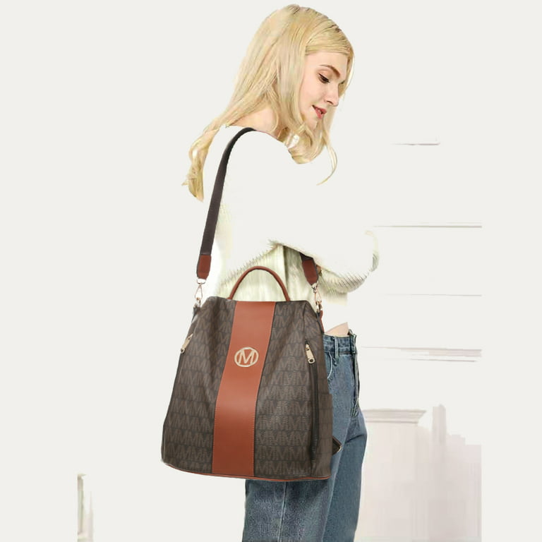 MKP Collection Women Fashion Backpack Purse Multi Pockets Anti-Theft Rucksack Ladies Travel Shoulder Bag Handbag Set 2pcs