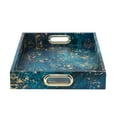 thumbnail image 4 of A&B Home Decorative Tray with Handles - Modern Minimalist Style Faux Leather Set of 2 Perfume Tray for Ottoman Couch Centerpiece Table Décor, Blue, 4 of 10