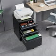thumbnail image 3 of 3-Drawer Mobile Filing Cabinet With Lock In Durable Metal Finish Ideal For Office And Study Room Storage Featuring Legal And Letter Size Compartments, 3 of 13
