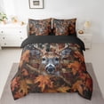 thumbnail image 2 of Feelyou Reindeer Elk Adult Comforter Set 7pcs, Maple Leaves Plant King Bedding Sets, 2 of 8